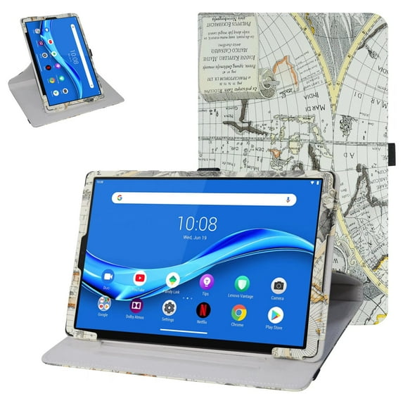 Labanema 10.3" Lenovo Tab M10 Plus /Smart Tab M10 Plus Case, 360 Degree Rotary Stand 10.3" Lenovo Tab M10 Plus /Smart Tab M10 Plus Cover (Map White)