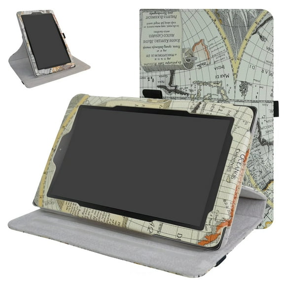 Labanema 7" All-New Fire 7 Tablet 2017 / Fire 7 2015 Case, 360 Degree Rotary Stand 7" All-New Fire 7 Tablet 2017 / Fire 7 2015 Cover, Case for 7" All-New Fire 7 Tablet 2017 / Fire 7 2015 (Map White)