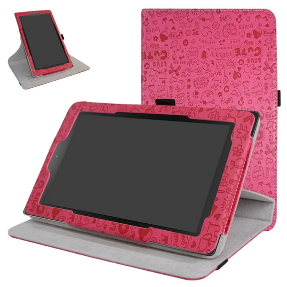 Labanema 7" All-New Fire 7 Tablet 2017 / Fire 7 2015 Case, 360 Degree Rotary Stand 7" All-New Fire 7 Tablet 2017 / Fire 7 2015 Cover, Case for 7" All-New Fire 7 Tablet 2017 / Fire 7 2015 (Rose Red)