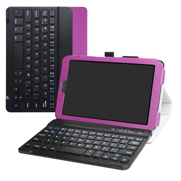 Labanema 8.0" Samsung Galaxy Tab A 8.0 2018 SM-T387 Bluetooth Keyboard Case, PU Leather Folio Stand Protective Case, Cover for 8.0" Samsung Galaxy Tab A 8.0 2018 SM-T387 (Purple)