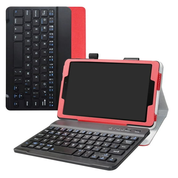 Labanema 8.0" Samsung Galaxy Tab A 8.0 SM-P200 /P205 2019 Bluetooth Keyboard Case, PU Leather Folio Stand Protective Case, Cover for 8.0" Samsung Galaxy Tab A 8.0 SM-P200 /P205 2019 (Red)
