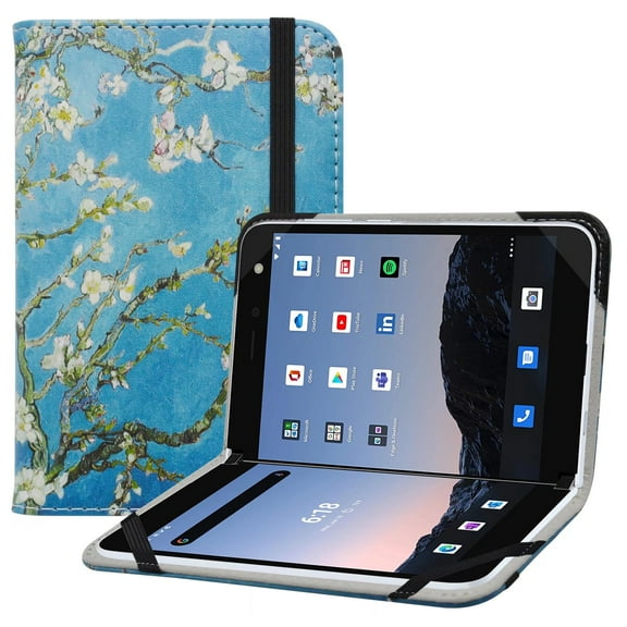 Labanema 8.1" Microsoft Surface Duo (ATT,Verizon & Tmobile) Case, PU Leather Protective Case, Cover for 8.1" Microsoft Surface Duo (ATT,Verizon & Tmobile) (Apricot Flower)