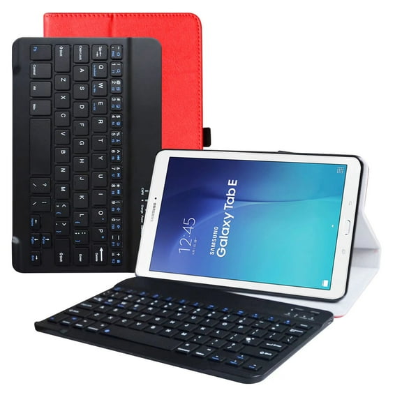 Labanema 9.6" Samsung Galaxy Tab E 9.6 T560 Bluetooth Keyboard Case, PU Leather Folio Stand Protective Case, Cover for 9.6" Samsung Galaxy Tab E 9.6 T560 (Red)