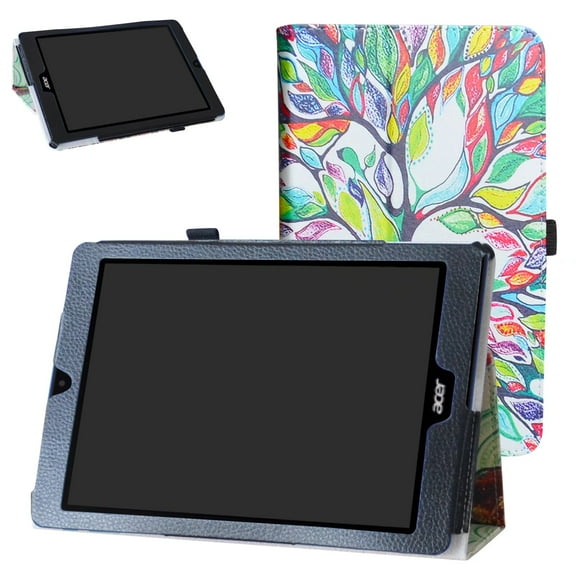 Labanema 9.7" Acer Chromebook tab 10 Case, PU Leather Folio Stand Protective Case, Cover for 9.7" Acer Chromebook tab 10 (Love Tree)