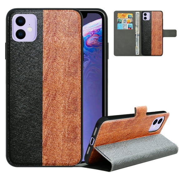Labanema Apple iPhone 11 (2019) 6.1" Case with Kickstand, 2 in 1 Detachable Magnetic Protective Folio Flip Cover for Apple iPhone 11 (2019) 6.1" (Black Brwon)