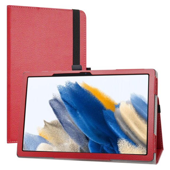 Labanema Compatible with Galaxy Tab A8 Case,PU Leather Folio 2-folding Stand Cover With [Auto Wake/Sleep] for Samsung Galaxy Tab A8 SM-X207/X205/X200 10.5 inch Tablet,Red