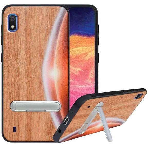 Labanema Samsung Galaxy A10 2019 Case, Samsung Galaxy A10 2019 Cover with Metal Kickstand, Natural Wood TPU Cover, Anti Scratch Case for Samsung Galaxy A10 2019 (Moon)