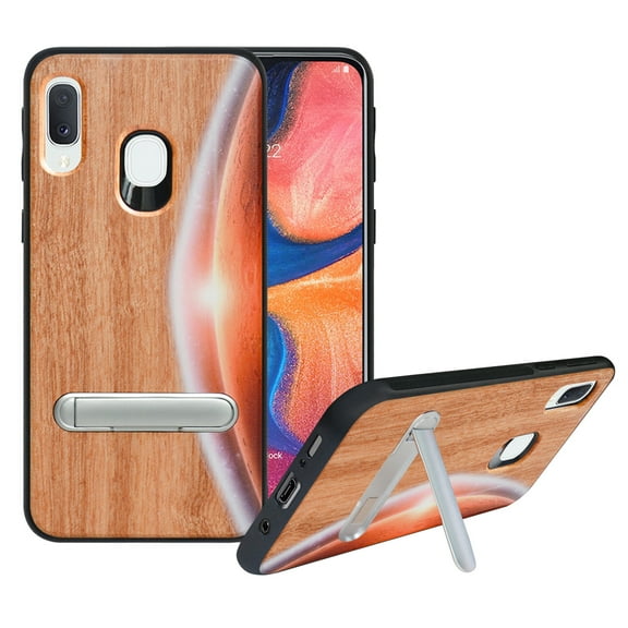 Labanema Samsung Galaxy A20e 2019 Case, Samsung Galaxy A20e 2019 Cover with Metal Kickstand, Natural Wood TPU Cover, Anti Scratch Case for Samsung Galaxy A20e 2019 (Moon)