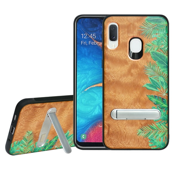Labanema Samsung Galaxy A20e 2019 Case, Samsung Galaxy A20e 2019 Cover with Metal Kickstand, Natural Wood TPU Cover, Anti Scratch Case for Samsung Galaxy A20e 2019 (Rainforest)