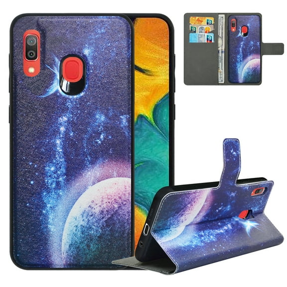 Labanema Samsung Galaxy A30 2019 /A20 2019 Case with Kickstand, 2 in 1 Detachable Magnetic Protective Folio Flip Cover for Samsung Galaxy A30 2019 /A20 2019 (Planet)