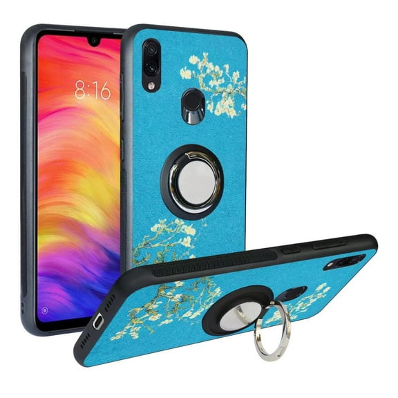 Labanema Xiaomi Redmi Note 7 /Redmi Note 7 Pro Case with 360 Degree Rotating Ring Stand, Support Magnetic Car Mount, Protective Cover for Xiaomi Redmi Note 7 /Redmi Note 7 Pro (Apricot Flower)