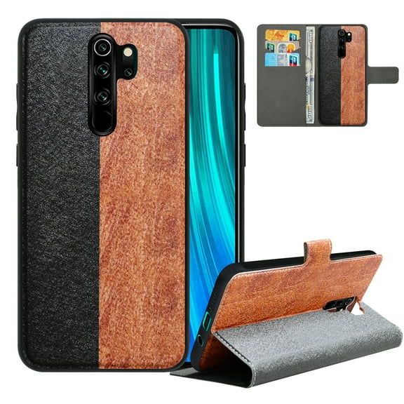 Labanema Xiaomi Redmi Note 8 Pro Case with Kickstand, 2 in 1 Detachable Magnetic Protective Folio Flip Cover for Xiaomi Redmi Note 8 Pro (Black Brwon)