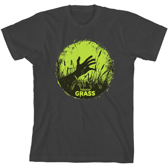 Labbing Touch Grass Gamer Nerd Youth Charcoal Crew Neck Short Sleeve Tee-Medium