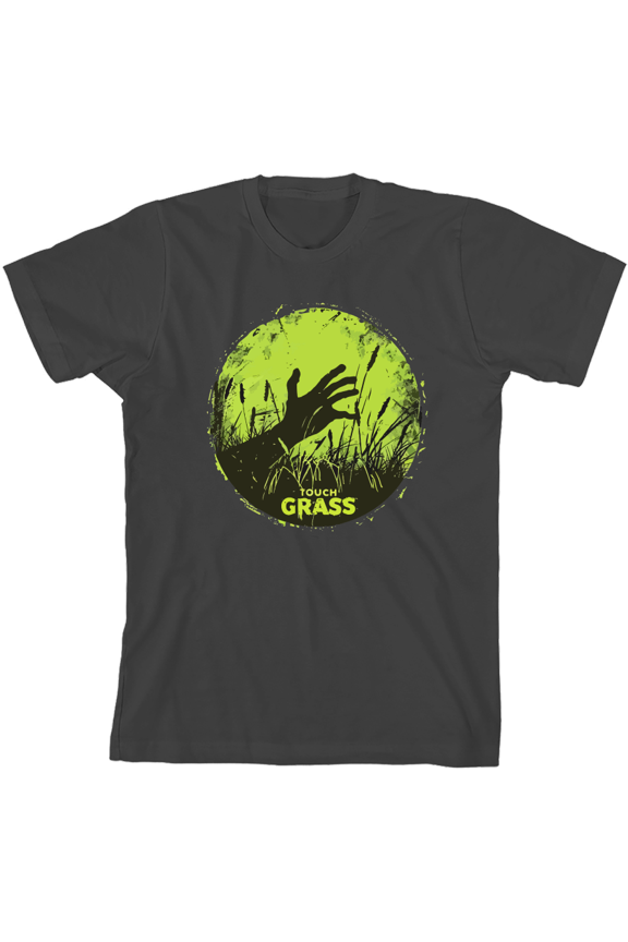 Labbing Touch Grass Gamer Nerd Youth Charcoal Crew Neck Short Sleeve Tee-Medium