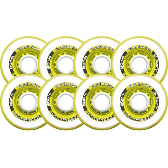 Labeda Inline Roller Hockey Skate Wheels Millennium Gripper Yellow 80mm SET OF 8
