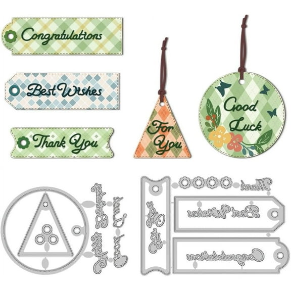 Label Blessings Dies Cuts Carbon Steel Cutting Dies Greetings Card Making Cutting Dies Stencils Template for Embossing Scrapbooking Craft Birthdays Christmas Card Gift Festival Decor DIY Mixed Shapes