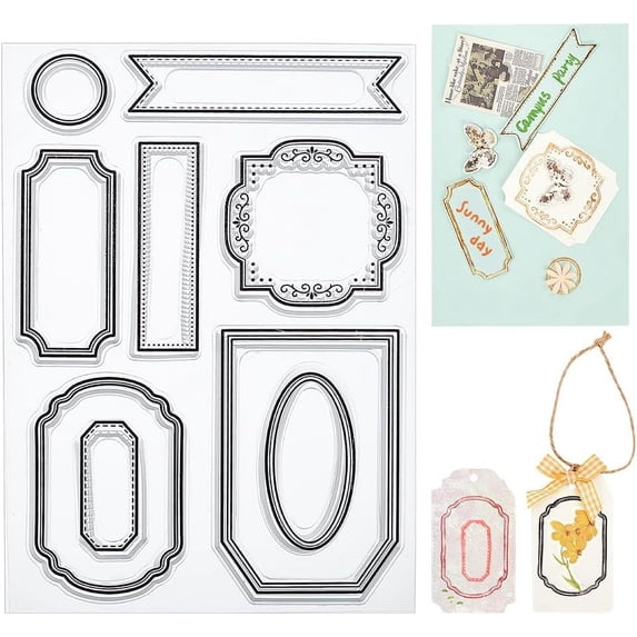 Label Clear Stamp Frame Stamps for Card Making Tag Silicone Stamps for ...