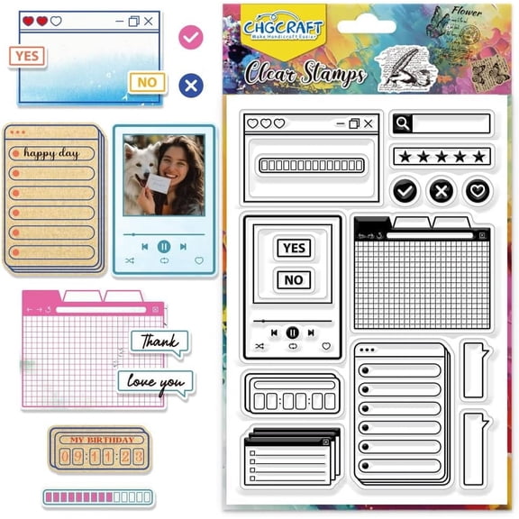 Label Clear Stamps Frame Transparent Stamps Silicone Clear Stamp Seals for DIY Making