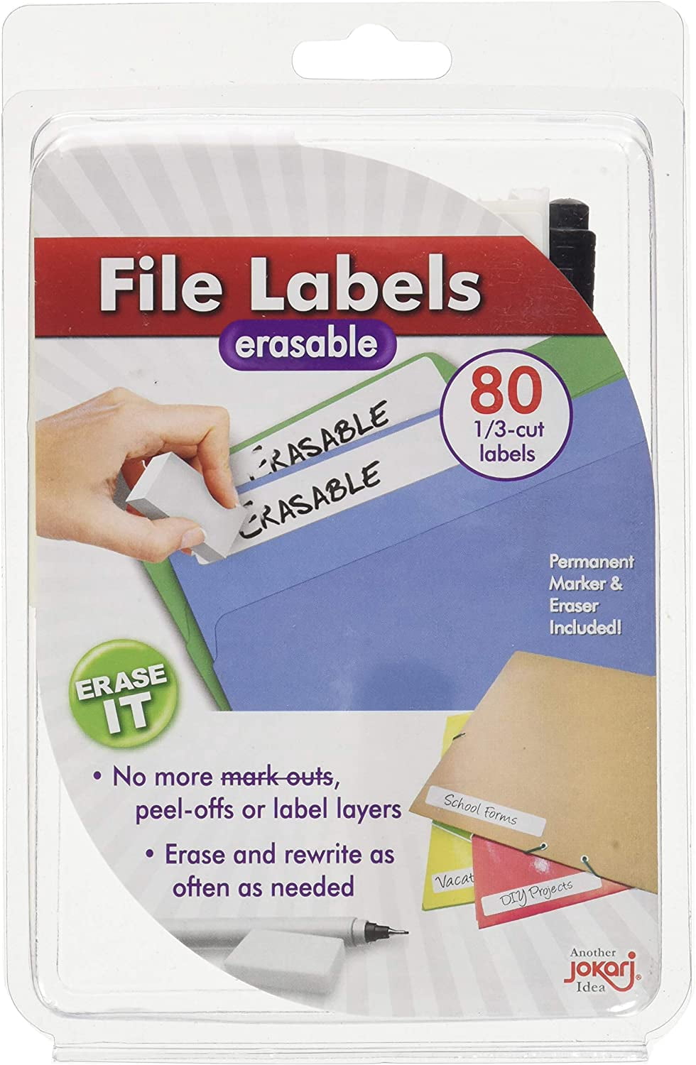 Label Once Label Once Erasable File Folder Labels Starter Kit – 80 Reusable 1/3 ...