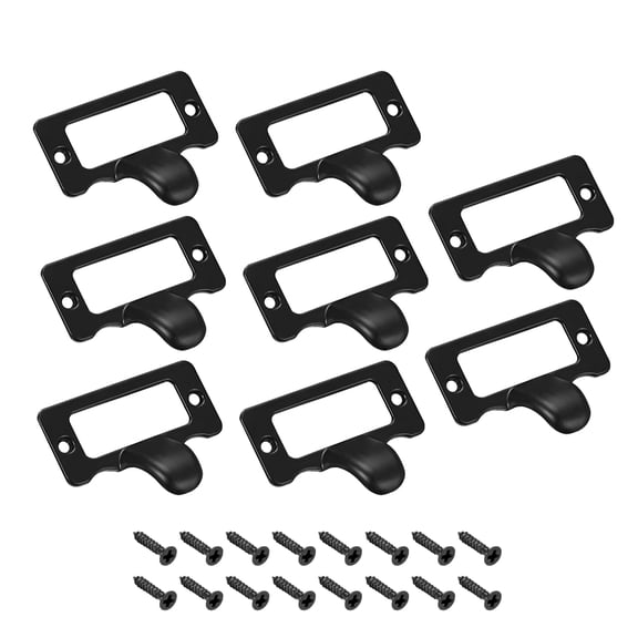 Label Holder Pull Handles Vintage Zinc Alloy Black 48x35mm 8 Pcs w Screws