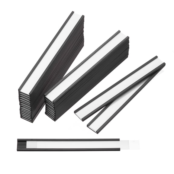 Label Holders 0.5" x 4" C Channel Rubber Magnetic for Metal Shelves Organize 60 Pack