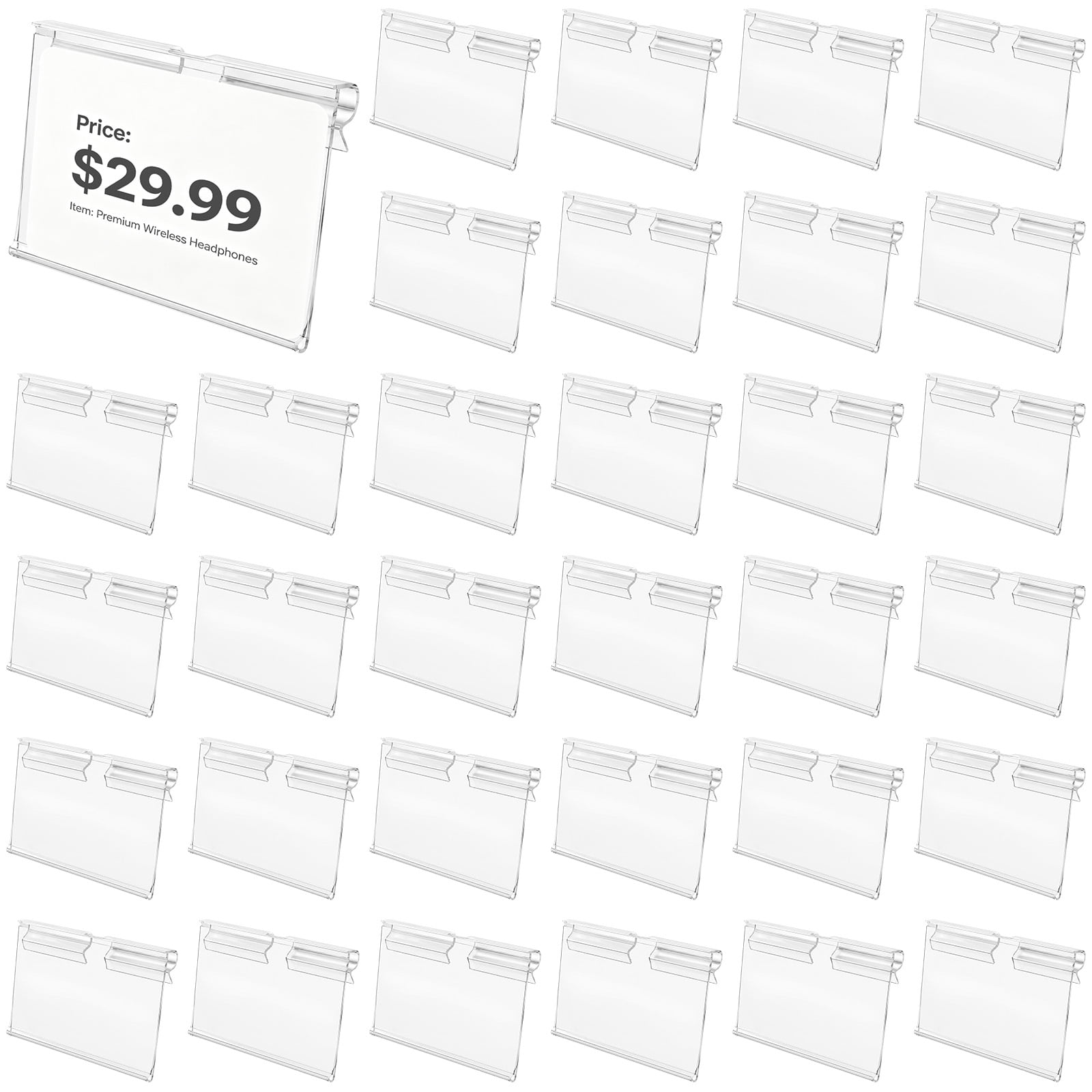 Label Holders 100 Pack, Clear Plastic Price Tag Display with Wire Hooks ...