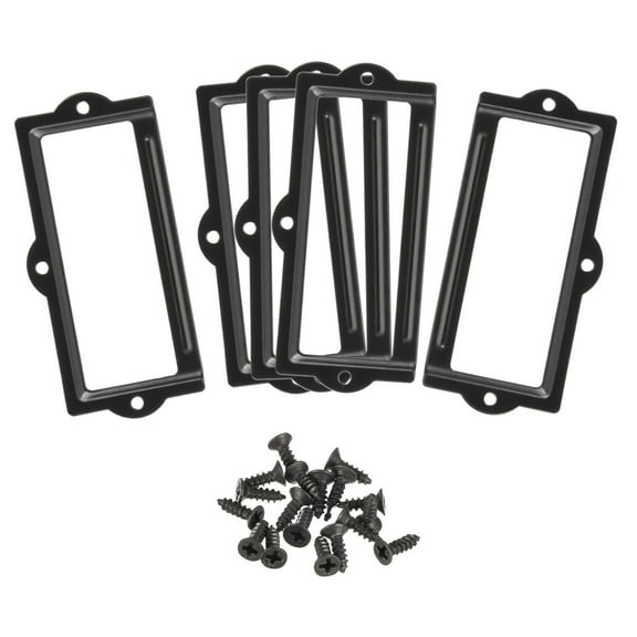 Label Holders, 90x42mm 5Pack 3 Hole File Name Card Tag Label Frame, Black