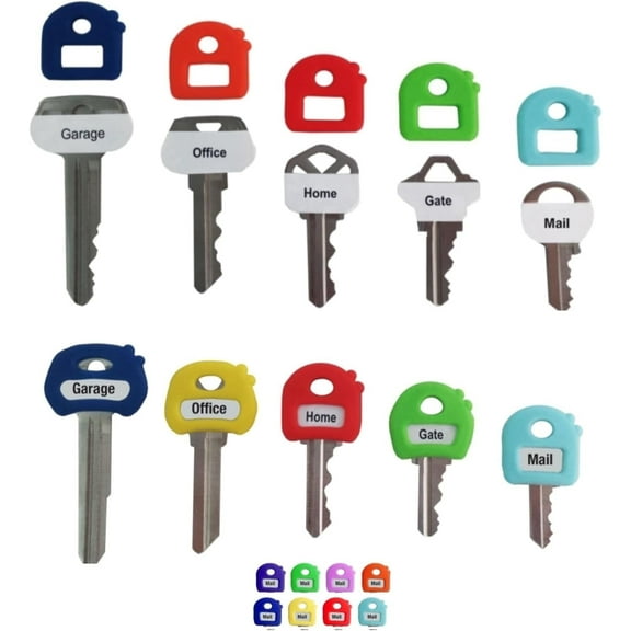 Label-Label Key Cap Covers. Free Key Chain and Labels. Stretchy Material. One Size fits Most Keys. Blank & Printed Labels (Multi-Colored 8 pk)