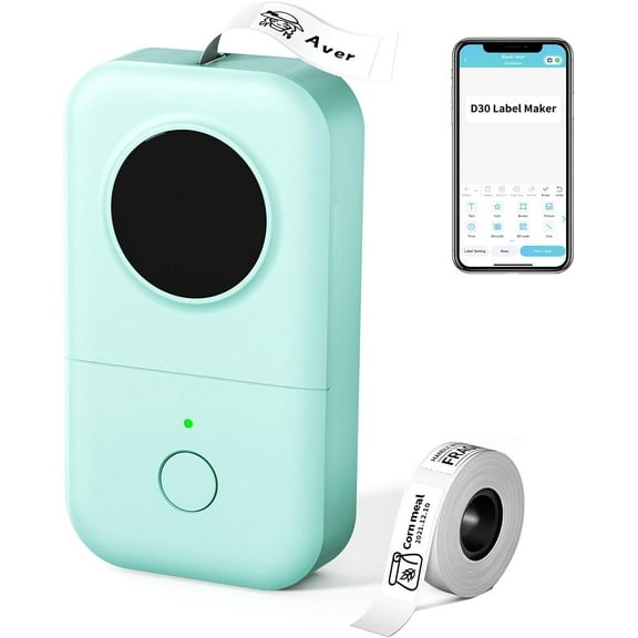 Label Maker D30 Labeler,Sticker Printer Machine,Portable Bluetooth Printer,Labeler for Gift Office Home Organization,Back to School Supplies Kids,Teacher (USB Rechargeable)-Green