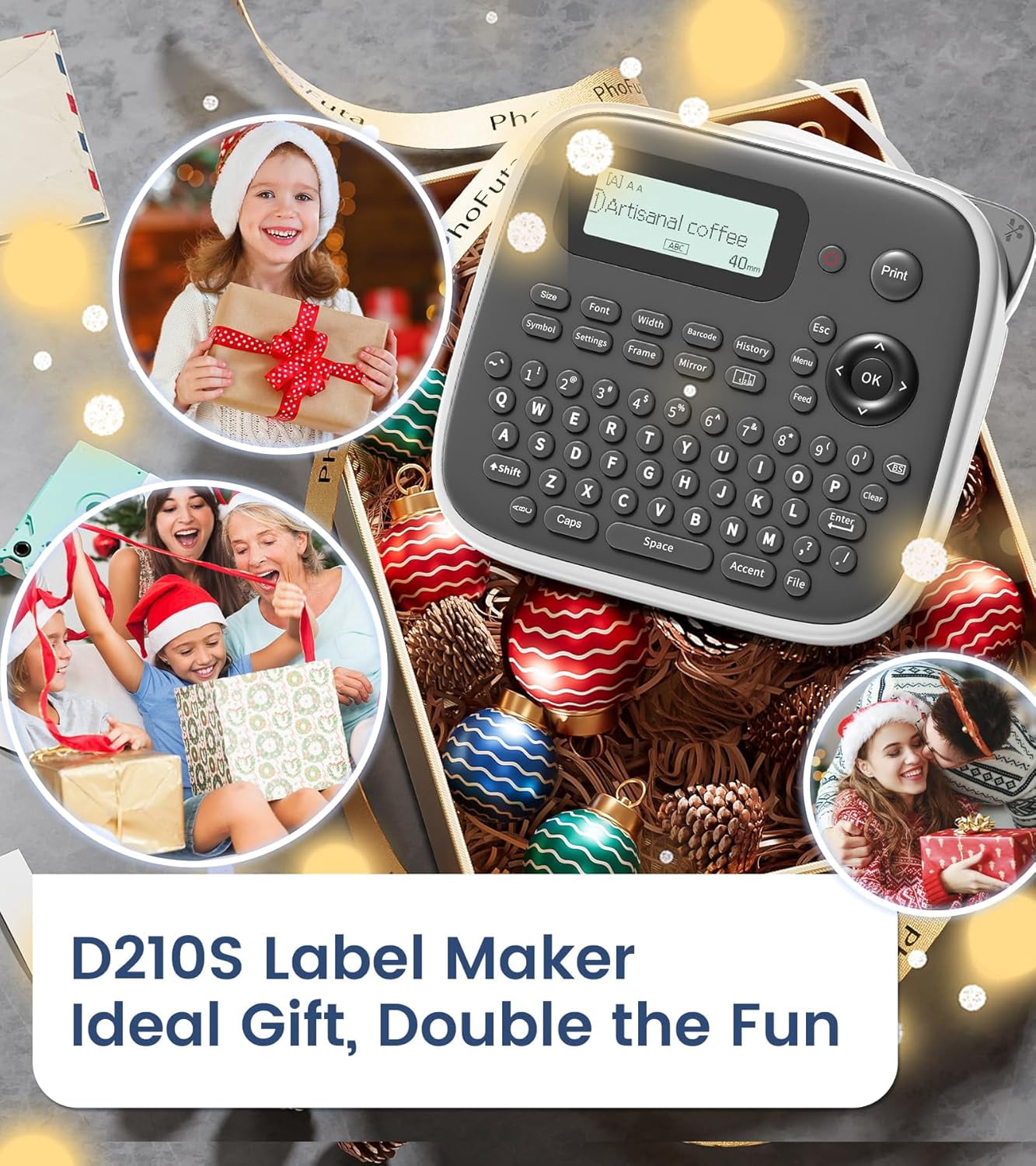 Label Maker, Label Maker Machine with-Tape, Labeler Machine with Waterproof-Labels 12mm 0.47, Laminated Inkless Label Printer, D210s Labeling Maker for Home Organization School Office Supplies