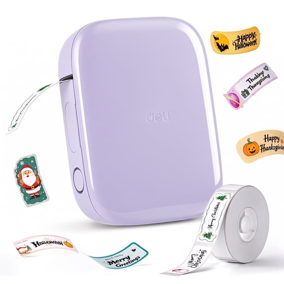Label Maker Machine, Portable Bluetooth Label Printer with Tape, Inkless Label Maker Handheld for Home Office Organization, Purple