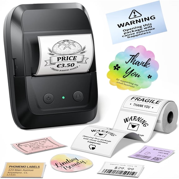 Label Maker Machine with Tape,Address Barcode Label Printer with 2000 Icons & 300 Fonts, Portable Thermal Printer for Small Business,,School,Logo,Clothing,Mailing,Bakery,Retail