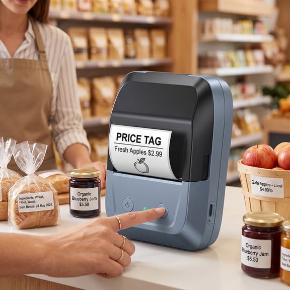Label Maker Machine with Tape, Address Barcode Label Printer, Versatile App built-in templates Icons and Fonts, Industrial Label Makers for Small Business, Office, Home, School, Safety Label Makers