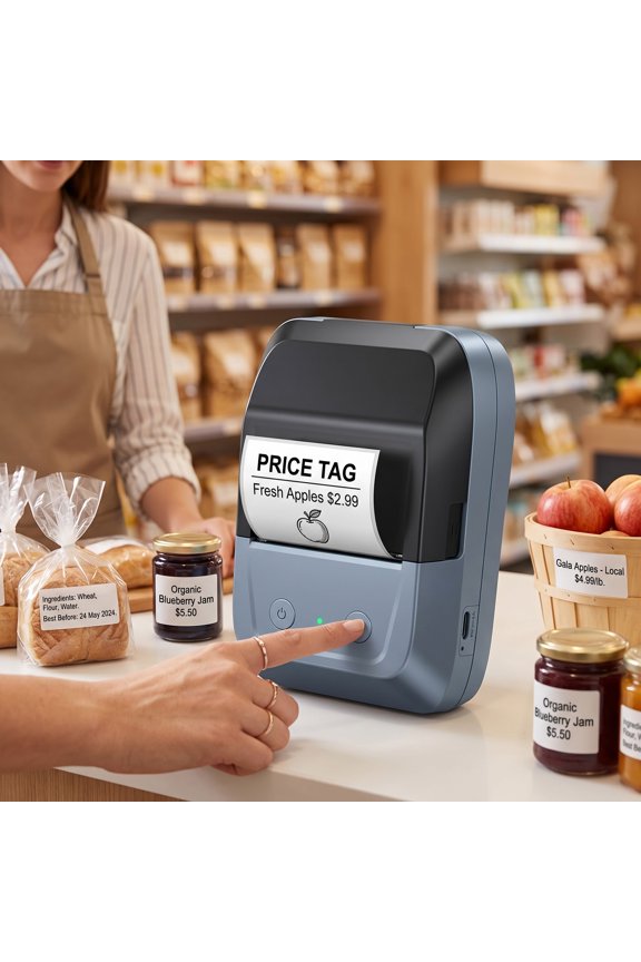Label Maker Machine with Tape, Address Barcode Label Printer, Versatile App built-in templates Icons and Fonts, Industrial Label Makers for Small Business, Office, Home, School, Safety Label Makers