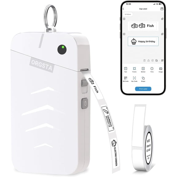 Label Maker Machine with Tape Bluetooth Portable Thermal Labelling Printer for School Home Office Organization, Wireless Mini Labeler S001 Label Machine with Label Sticker Maker, White