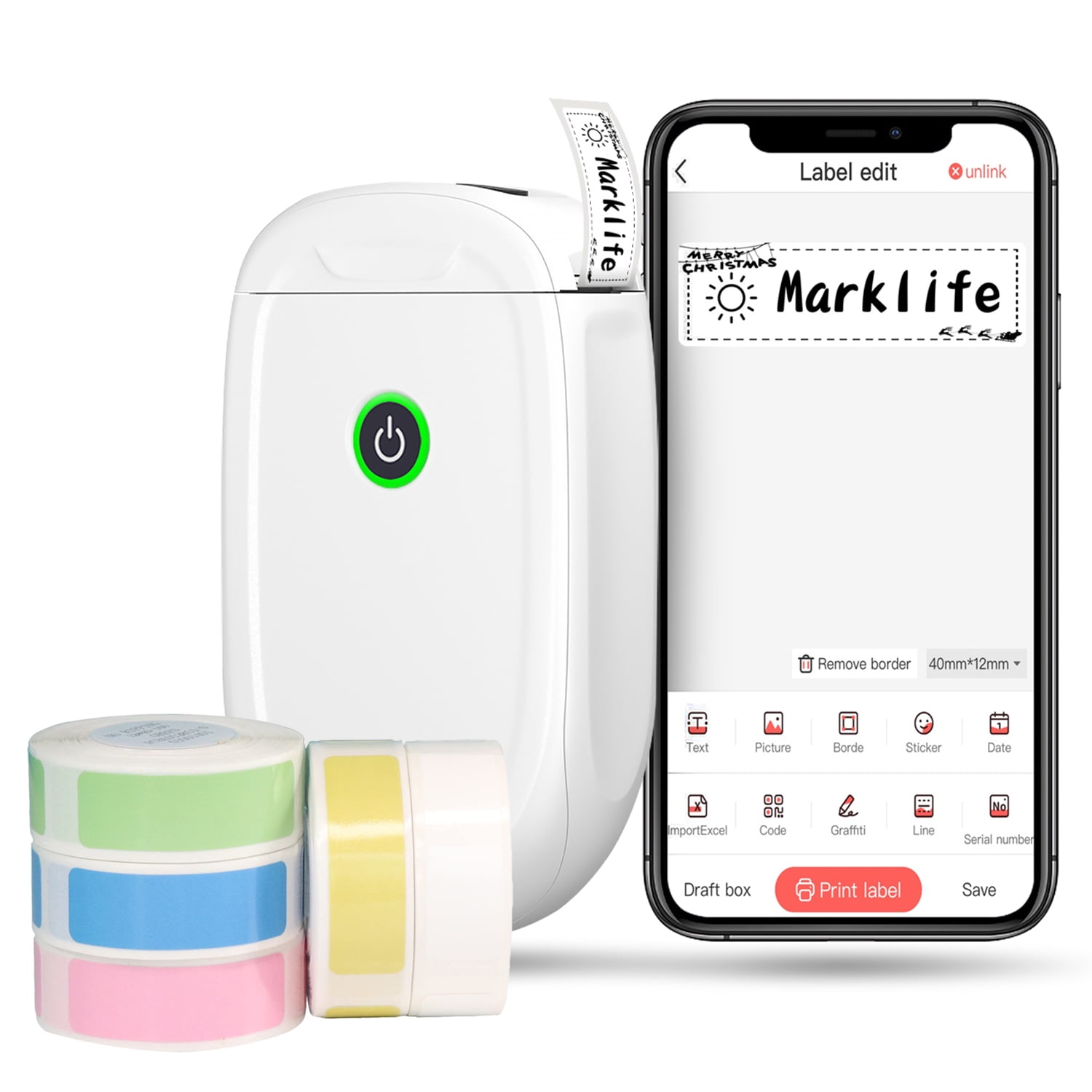 Label Maker Machine with Tapes, Mini Cute Label Makers, Bluetooth  Connection with iPhone Android, Waterproof and Inkeless Labelmaker for  Home, Office