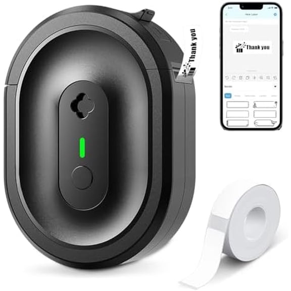 Label Maker Machine with Tape, N12 Portable Bluetooth Label Printer, Wireless Mini Label Makers Thermal Sticker with Multiple Templates for Home, Kitchen, School, Office Organization, Black