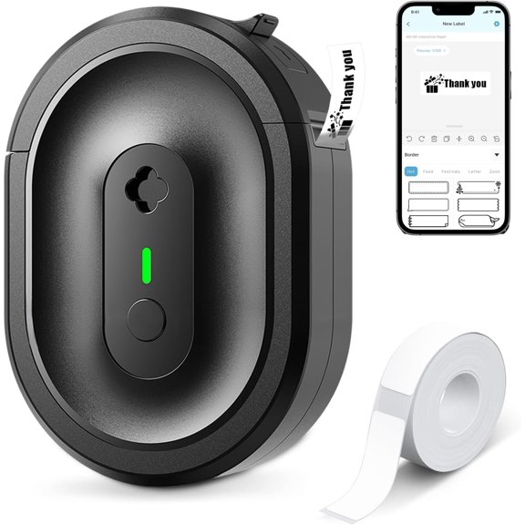 Label Maker Machine with Tape, N12 Portable Label Printer, Mini Label Makers Thermal Sticker with Multiple Templates for , Kitchen, School, Office Organization, Black