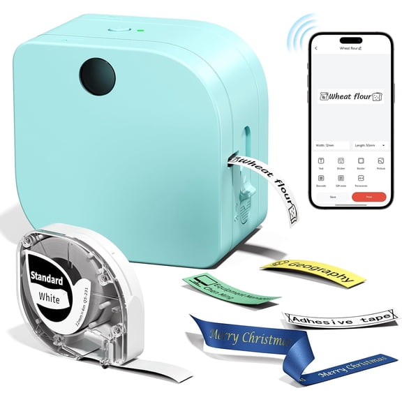 Label Maker Machine with Tape, P12 Bluetooth Mini Label Makers Thermal Transfer Ribbon Printer Machine with Typewriters Templates for Home, School, Clothes, Gift Wrapping, Office, Green