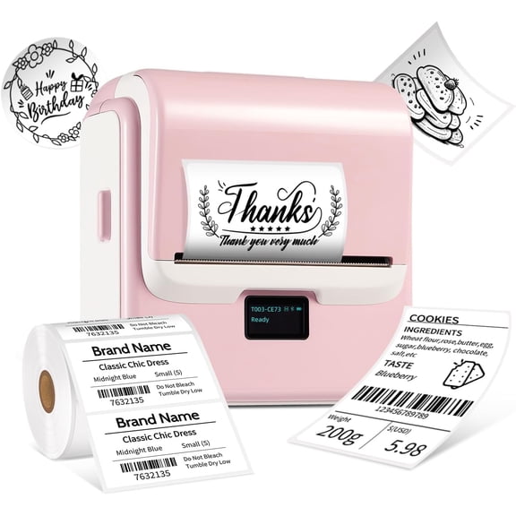 Label Maker Machine with Tape, T003 Thermal Label Maker, 2 Inch Bluetooth Label Printer Compatible with Phone & PC, Sticker Printer Barcode Thermal Maker for Small Business, Home, School