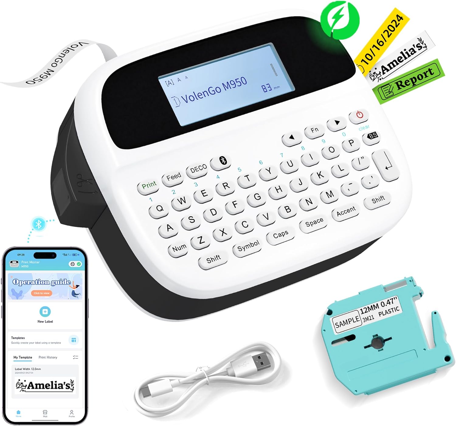 Label Maker Machine With Tapes Label Maker Waterproof Labels 
