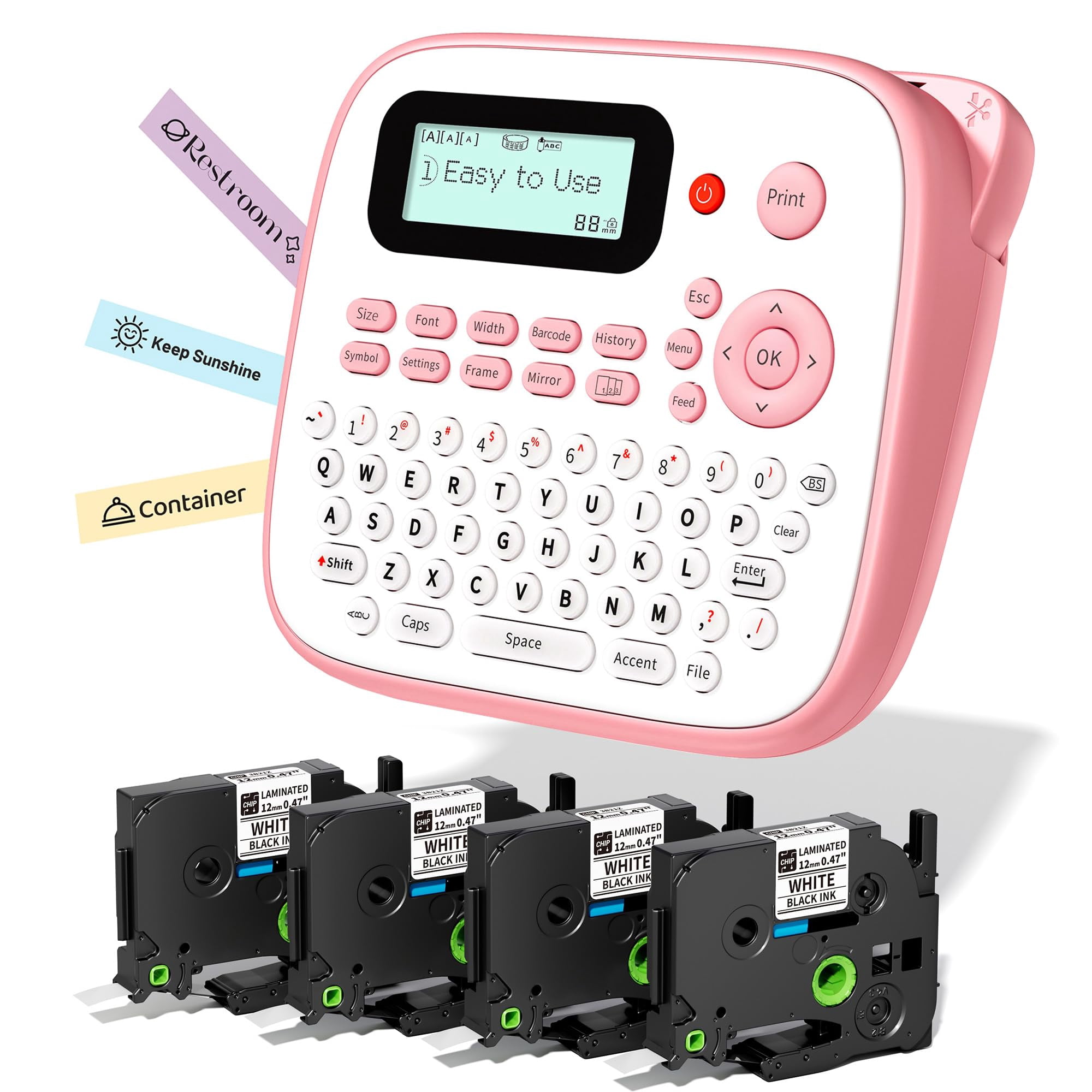 Label Maker Machine With Tapes Bundle Pink Waterproof-labels Desktop ...