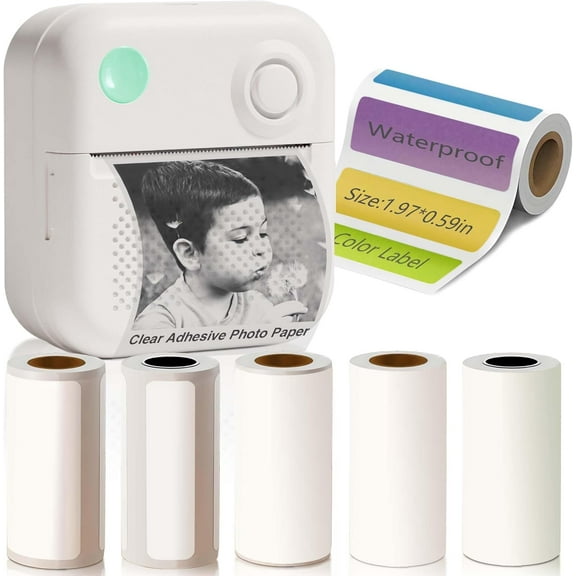 Label Maker Machine with 6 Waterproof Tapes, Thermal Maker, Portable Mini Bluetooth Printer Clear Tape for Home, Kitchen, School, Office Organization