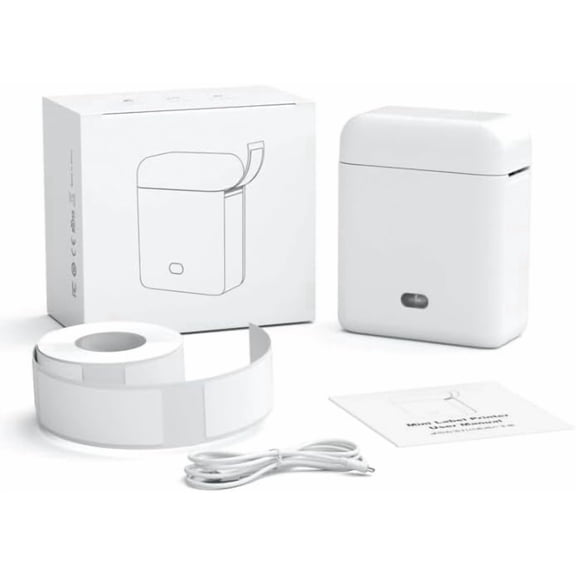 Label Maker Machine with Tape, Bluetooth Label Printer, Wireless Mini Label Makers with Multiple Templates for School Office Home, White