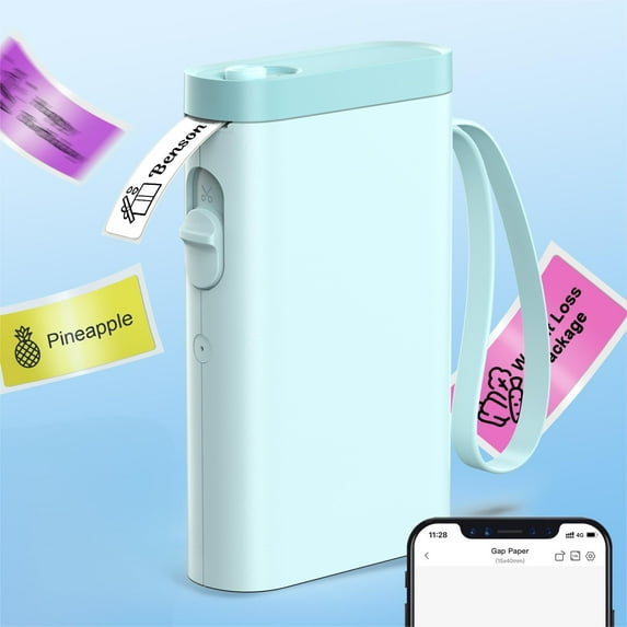Label Maker Machine with Tape, P21 Bluetooth Label Printer, compact printer with multiple templates for easy office and home organization, Green