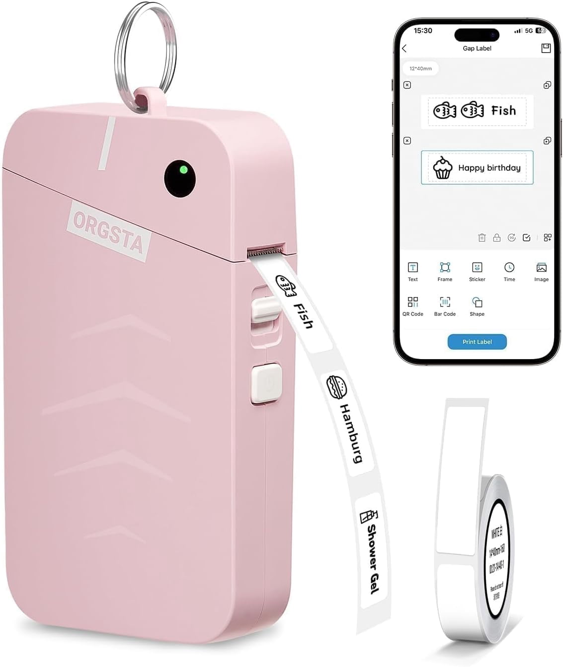 Label Maker, S001 Portable Bluetooth Label Maker Machine with Tape, Thermal Label Printer for Home, Office, School Organization, Wireless Mini Labeler Machine, Pink