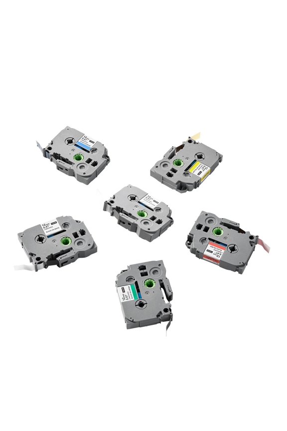 Label Maker Tape 12mm 6 Pack - Colorful TZe-131/TZe-231 Refills - for Brother P-Touch PT-D200, PT-1230PC - Durable & Water-Resistant