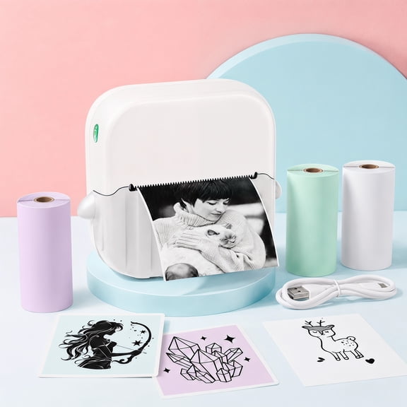 Label Maker Thermal A022 Portable Printer Pods With 3 Roll, Sticker Wireless Mini printer With Templates For School Office Home, Inkless Sticker Printer, Name Tags, Storage & File Sorting