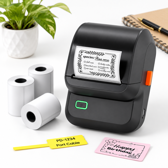 Label Makerhine With 3 Tapes Portable Theraml Printer Black