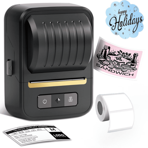 Label Makers, Label Maker Machine with Tape, Bluetooth Label Maker, Portable Thermal 2 Inch Label Printer for Small Business, Barcode, Address, Logo, Clothing, Sticker Printer for Phones & PC